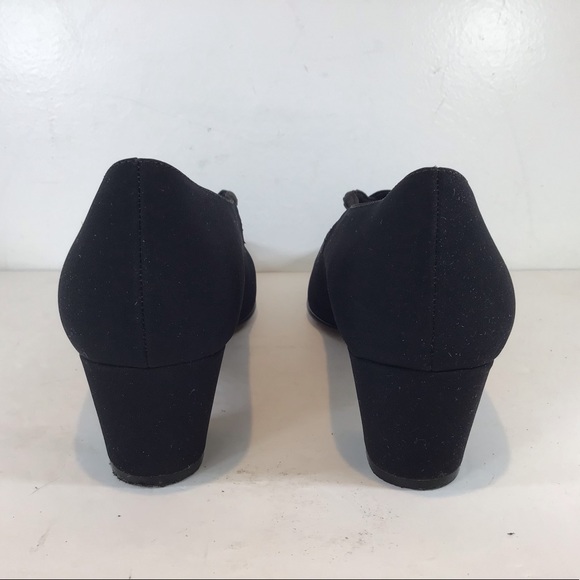 TROTTERS MADE IN BRAZIL VEGAN SUEDE CROSSOVER BLOCK HEEL PUMPS BLACK SZ 11 - Picture 7 of 9